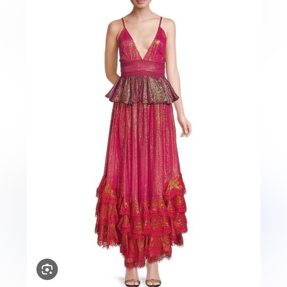 Rococo Sand Emi Shimmer Tiered Maxi Dress - Picture 1 of 7